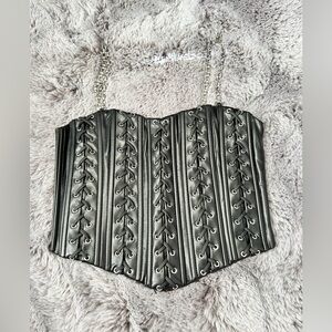 I.AM.GIA Thana Faux Leather Black Top; size XS; NWOT